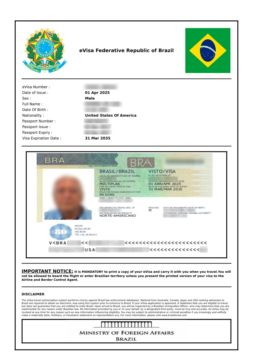 Exemple visa Brésil
